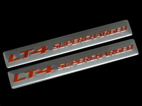 Vms 2 Chevy Lt4 Supercharged Engine Aluminum Emblems Red Silver Ebay