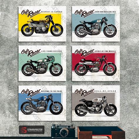 Jual Poster Motor Cafe Racer Hiasan Dinding Kamar Cowok Dekorasi