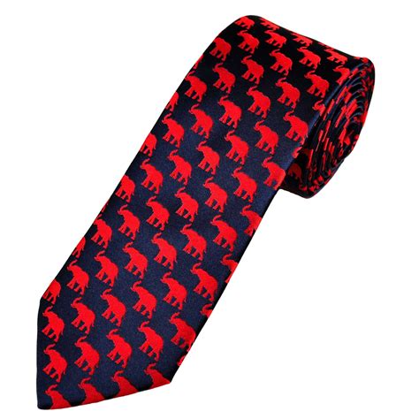 Tresanti Reale Navy Blue With Red Elephant Designer Silk Mens Novelty