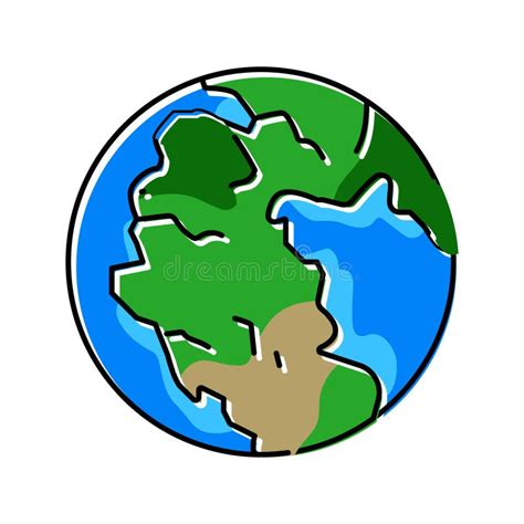 Pangaea Earth Continent Map Color Icon Vector Illustration Stock