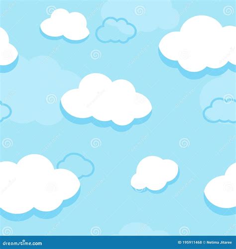 Cute Cartoon Cloud with Light Blue Sky Wallpaper for Kid Bedroom Stock ...