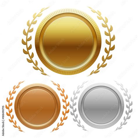 Champion Gold Silver And Bronze Award Medals Stock Vector Adobe Stock