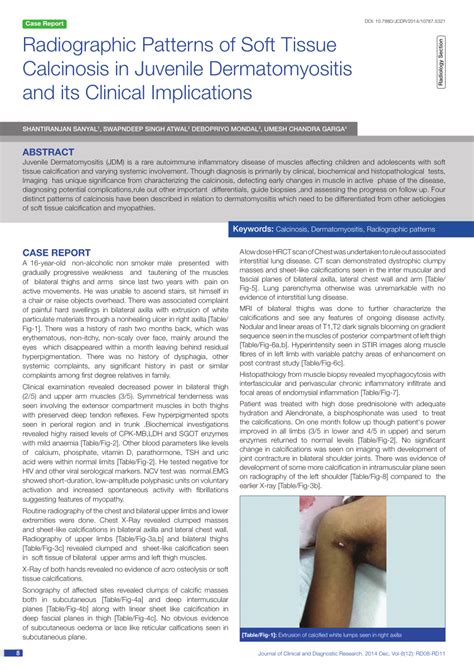 Pdf Radiographic Patterns Of Soft Tissue Calcinosis In Juvenile