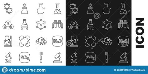 Set Line Microscope Chemical Formula H2o Test Tube Sulfur Dioxide