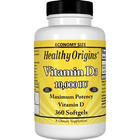 Healthy Origins Vitamin D3 10 000 IU 360 Softgels IHerb