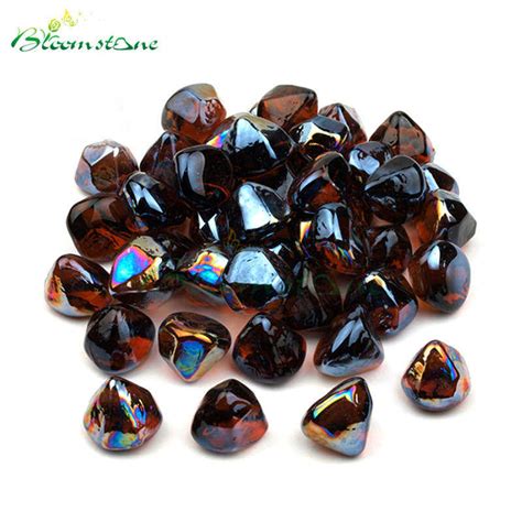 Amber Fire Glass Diamonds 1 Inch Fire Pit Glass Fire Glass Rocks For Gas Fireplace Amber Luster