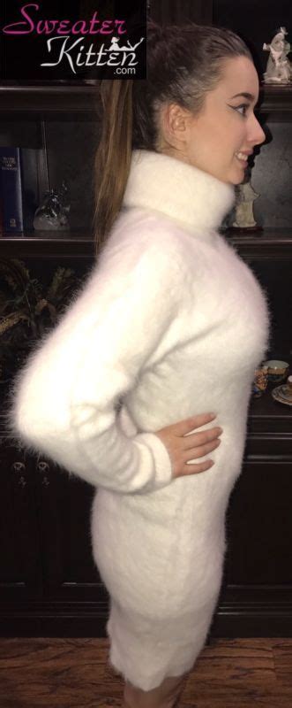 Thick Fuzzy Fluffy Fitted Angora Sweater With Tight High Cm