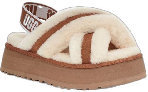 NWT Ugg Disco Cross Genuine Shearling Slide Slipper Size 7 Chestnut