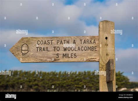 South West Coast Path Devon Woolacombe Braunton Tarka Trail Sign Hi Res