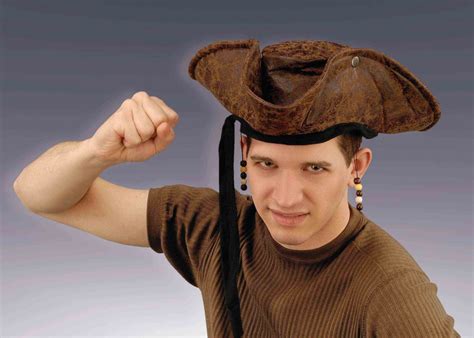 Brown Pirate Hat with Beads - Screamers Costumes