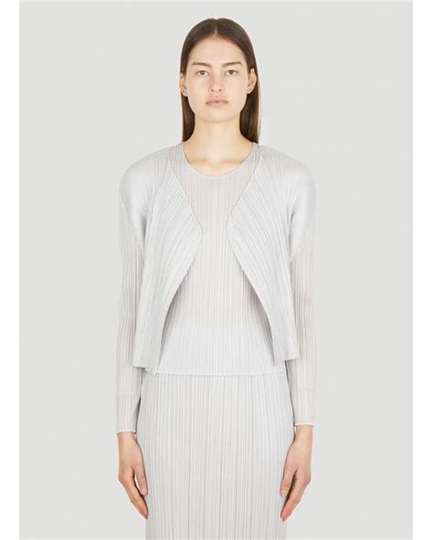 Pleats Please Issey Miyake Basics Plissé Jacket in White Lyst