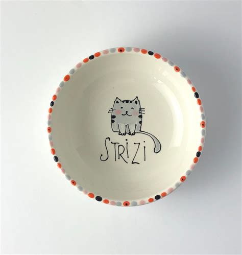 Personalized Ceramic Cat Bowl - Etsy