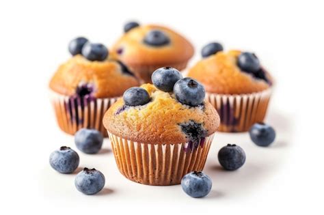 Premium Photo Tasty Blueberry Muffins On White Background