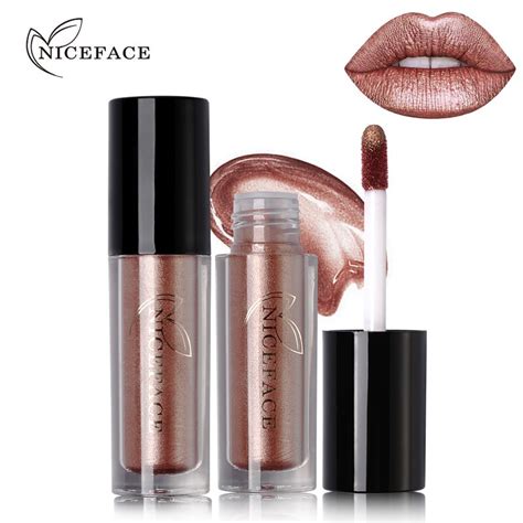 Niceface 12 Color Ultra Metal Liquid Lipstick Bronze Rose Gold Shimmer Metallic Lip Gloss Makeup