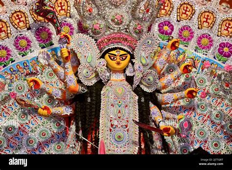 Kolkata West Bengal India 12th October 2021 Decorated Durga Idol