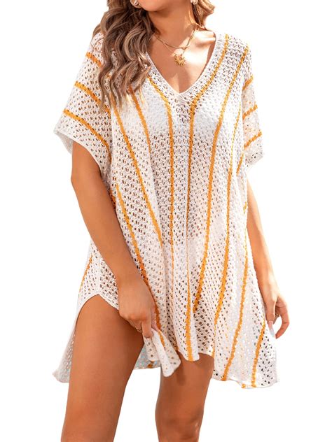 Caitzr Swimsuit Coverup For Women Crochet Tops Side Split Swim Bikini