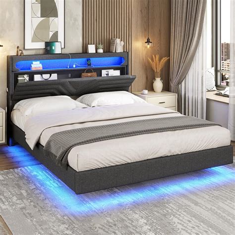 Amazon Hauoms Queen Floating Bed Frame With Led Lights And Type C