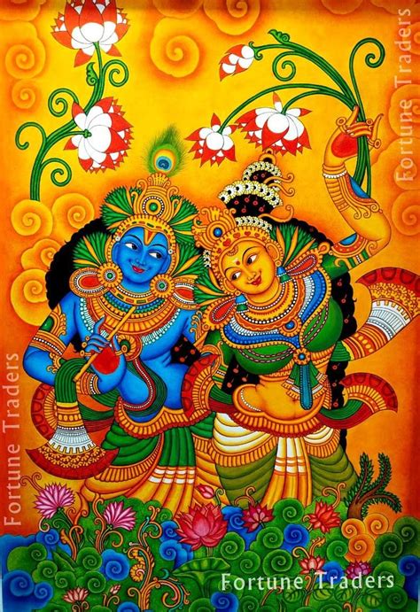 Buy Kerala Mural Painting Radha Madhavam Artwork Canvas Rolled Wall