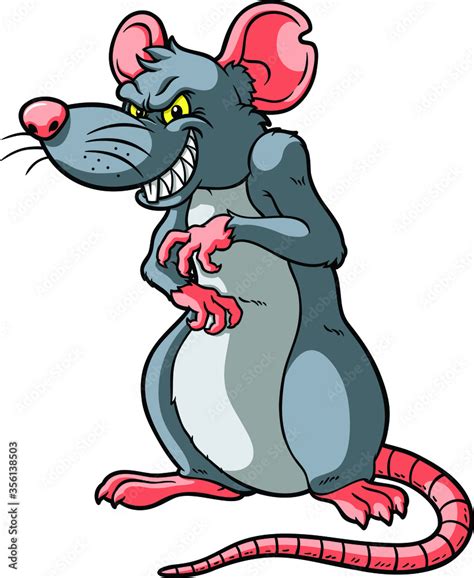 Vector Cartoon Smiling Evil Rat Stock Vector | Adobe Stock