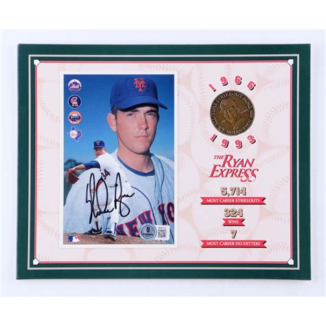 Nolan Ryan Signed The Ryan Express Matted Photo With All Time