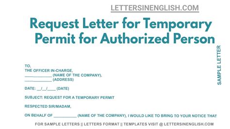 Request Letter For Temporary Permit For Authorized Person Youtube