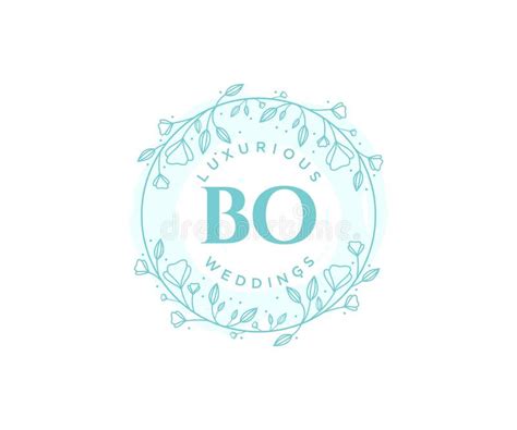 BO Initials Letter Wedding Monogram Logos Template Hand Drawn Modern