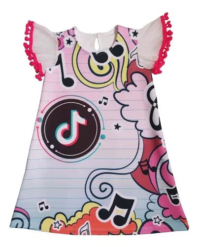 Vestido Trapézio Temático Infantil Tiktok MercadoLivre