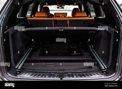 Huge Clean And Empty Car Trunk In Interior Of Compact Suv Rear View