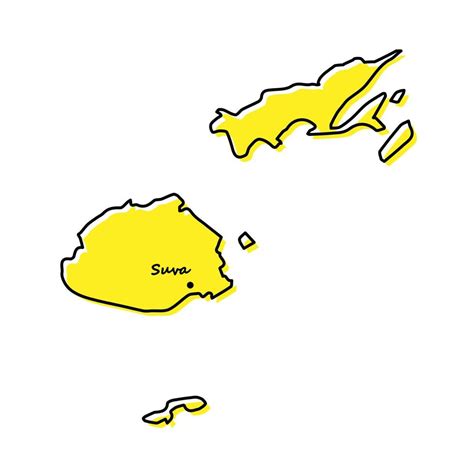 Simple outline map of Fiji with capital location 21848853 Vector Art at ...