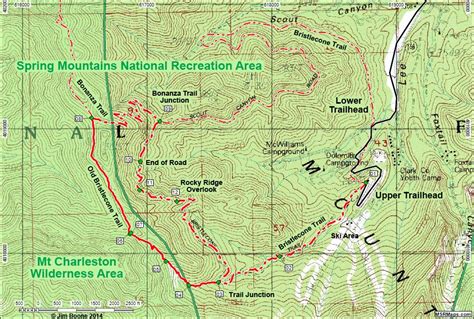 Hiking Around Las Vegas Spring Mountains Bristlecone Trail Map