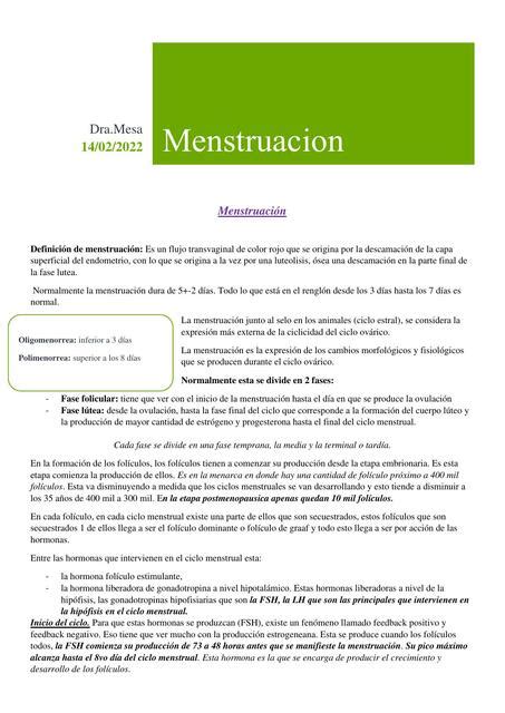 Menstruación Draxmed☞📚🔬📄📒📓📔📕📖📘📔📑📙 Udocz