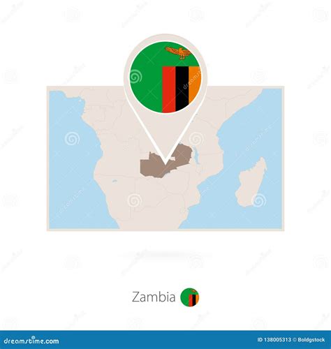 Mapa Rectangular De Zambia Con El Icono Del Perno De Zambia Ilustraci N