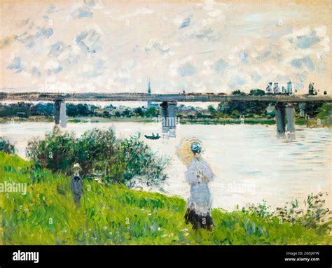 The Promenade With The Railroad Bridge Argenteuil Landscape Painting