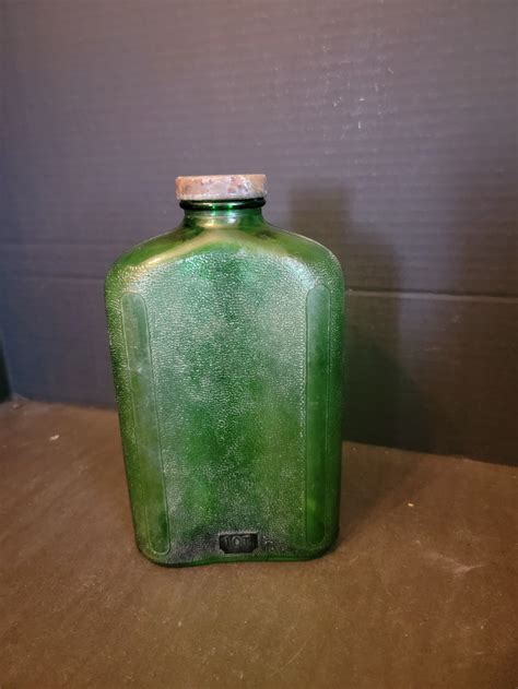 Vintage Green Glass Refrigerator Water Bottle Embossed Wishing Etsy