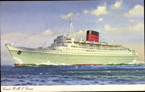 Ansichtskarte Postkarte Dampfer RMS Caronia Auf Dem Meer Cunard Line