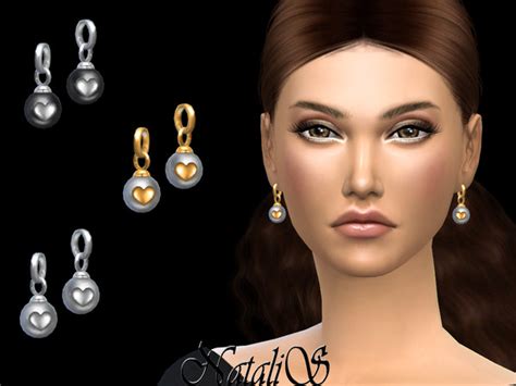 The Sims Resource Natalis Pearl With Heart Detail Drop Earrings