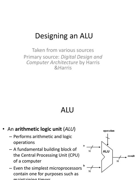 Designing An ALU: Taken From Various Sources Primary Source: Digital ...