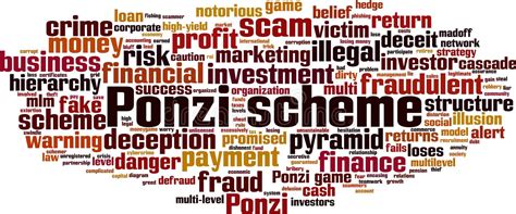 Ponzi Scheme Concept Illustrated Chart With Icons And Keywords On A White Background Stock