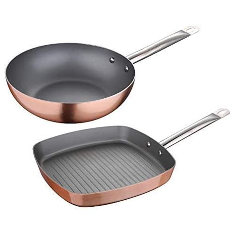 San Ignacio Q3192 Set 2 Piezas Sartenes Wok 26 Cm Asador Grill 28x28