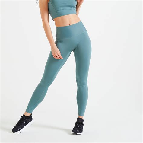 Buy Women Polyester High Waist Gym Leggings Green Online Decathlon