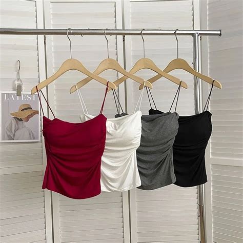 2024 Summer Camisole Slim Vest Sexy Women Sleeveless Spaghetti Strap Crop Tops Solid White Tank