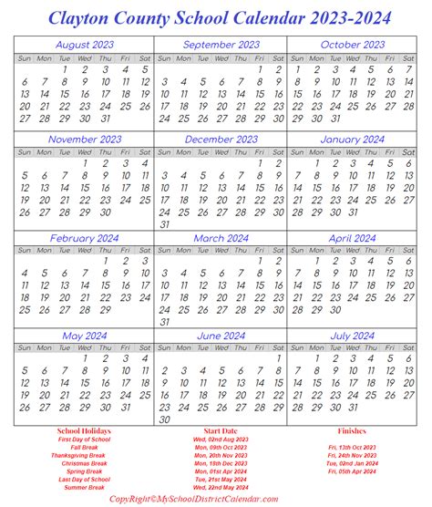 Clayton County School Calendar 2023-2024 - My School District Calendar