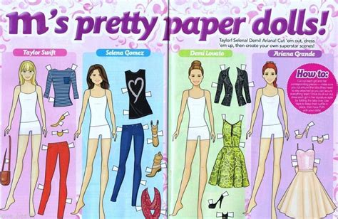 Taylor Swift Selena Gomez Demi Lovato Ariana Grande Paper Dolls Pinup Ebay Box Template