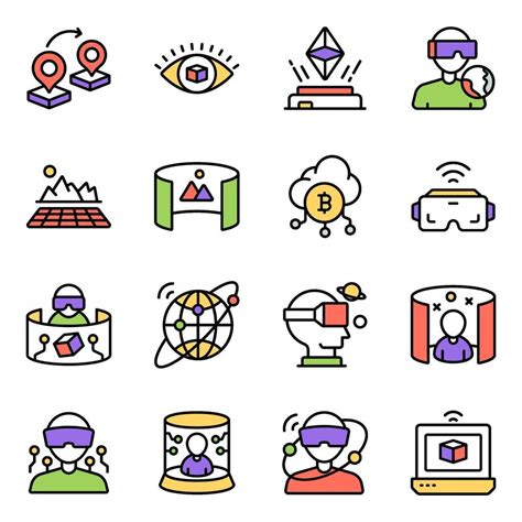 Set of Vr Flat Icons 46373000 Vector Art at Vecteezy