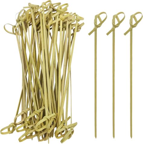 BLUE TOP Bamboo Cocktail Picks 200 PCS Bamboo Skewers 4 Inch With