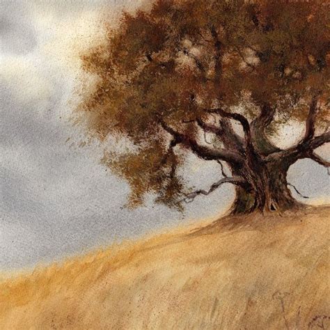 English Oak Tree In Autumn Watercolour Original Painting Watercolor Trees Old Oak Tree Tree