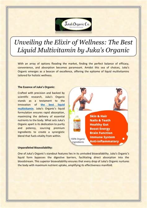 Ppt Unveiling The Elixir Of Wellness The Best Liquid Multivitamin By Juka’s Organic Powerpoint