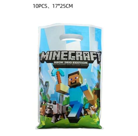 Pack 10 Bolsas Dulces Minecraft Cumpleaños Cotillon Redsale