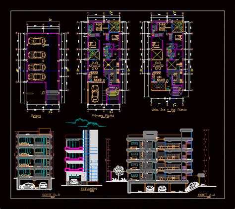 Vivienda Multifamiliar En AutoCAD Librería CAD