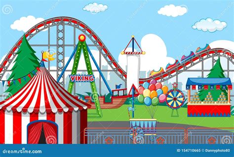 An Outdoor Funfair Scene Stock Vector Illustration Of Cartoon 154710665